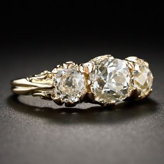 2.78 Carat Victorian-Style Three-Stone Diamond Ring