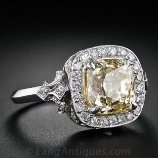 2.80 Carat Fancy Yellow Cushion Diamond Ring