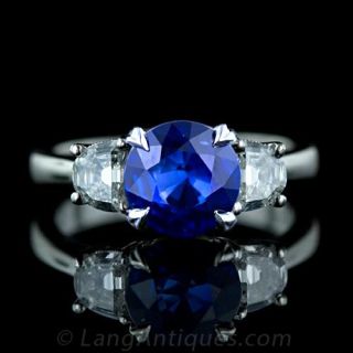 2.81 Carat Round Sapphire and Diamond Ring Main View