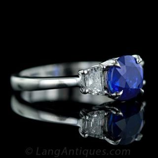 2.81 Carat Round Sapphire and Diamond Ring