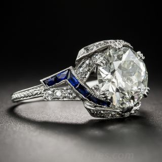 2.82 Carat Diamond and Sapphire Art Deco Engagement Ring