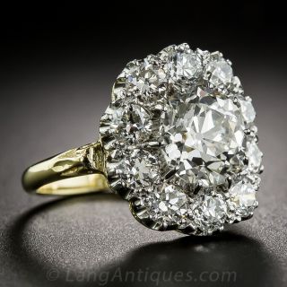 2.83 Carat Center European-Cut Diamond Cluster Ring