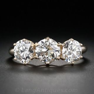 2.85  Carat Total Three-Stone  Antique Diamond  Ring