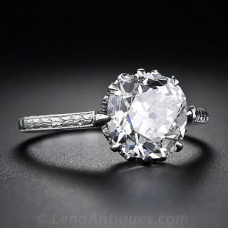 2.90 Carat Antique Cushion-Cut Diamond Engagement Ring