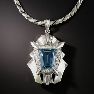 2.90 Carat Aquamarine and Diamond Pendant Necklace - 1