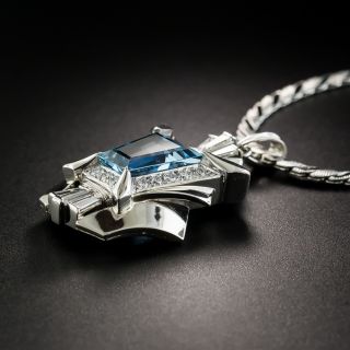 2.90 Carat Aquamarine and Diamond Pendant Necklace