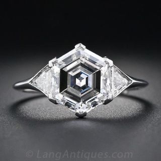 2.91 Carat Hexagon Diamond Platinum Engagement Ring