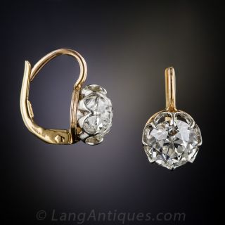 2.96 Carat Antique Diamond Earrings