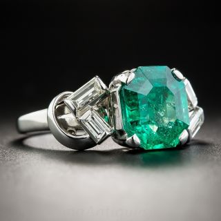 2.97 Carat Emerald Platinum Diamond Ring