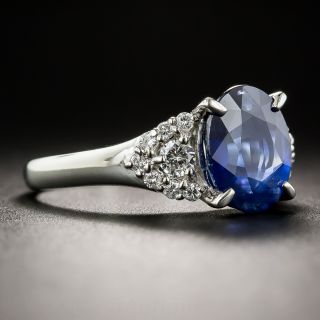 2.97 Carat Natural No-Heat Sapphire Platinum and Diamond Ring