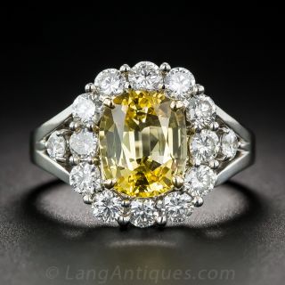 2.97 Carat Yellow Sapphire and Diamond Ring