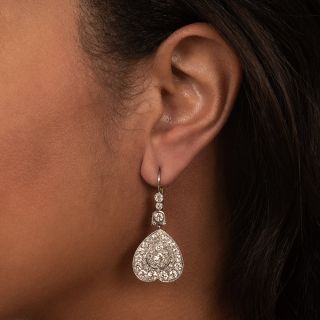 Vintage Style Platinum Diamond Dangle Earrings