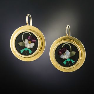 Victorian Pietra Dura Earrings - 1