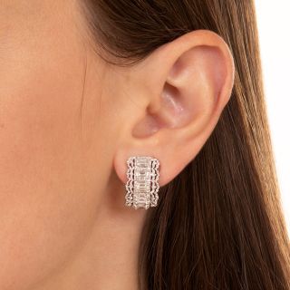 Emerald-Cut Diamond Hoop Earrings
