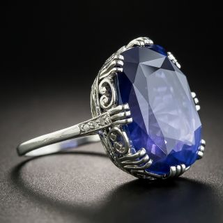 20.61 Carat Natural No Heat Ceylon Sapphire Platinum Ring
