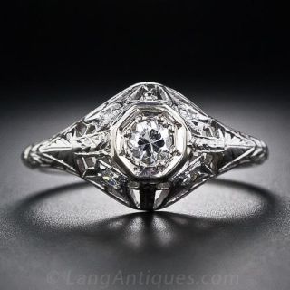 .20 Carat Art Deco Filigree Diamond Engagement Ring