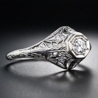 .20 Carat Art Deco Filigree Diamond Engagement Ring