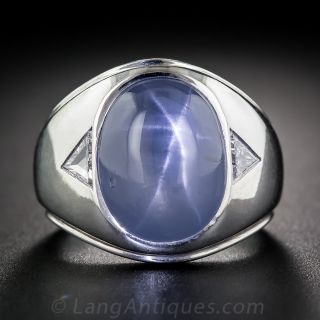 20 Carat Blue Star Sapphire Gent's Ring