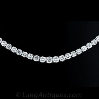 20 Carat Total Weight Platinum Diamond Riviere Necklace