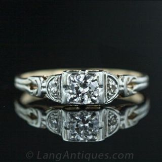 .20 Carat Two Tone Diamond Engagement Ring  Circa 1940 s Main View