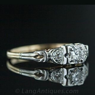 .20 Carat Two Tone Diamond Engagement Ring, Circa 1940's