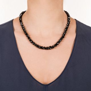200 Carats Black Carbonado Diamond Bead Necklace