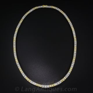 21.80 Carat Fancy Yellow and White Diamond Necklace
