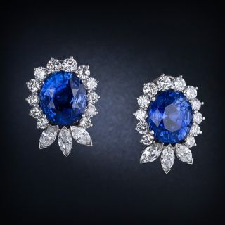 22.78 Carat No-Heat Ceylon Sapphire and Diamond Earrings - AGL - 3