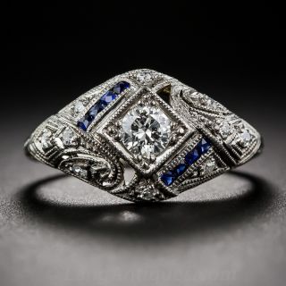 .22 Carat Art Deco Diamond and Sapphire Ring