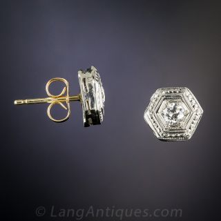 .22 Carat Art Deco Diamond Studs