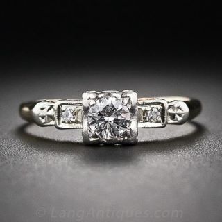 .22 Carat Mid-Century Two-Tone Gold Diamond Ring
