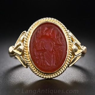 22 Karat Carnelian Intaglio Ring 