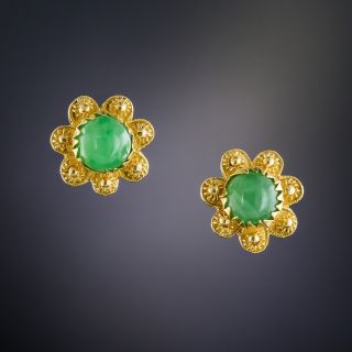 22K Small Natural Jadeite Ear Studs