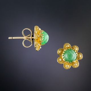 22K Small Natural Jadeite Ear Studs