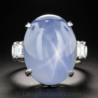 24.09 Carat Star Sapphire, Platinum and Diamond Ring