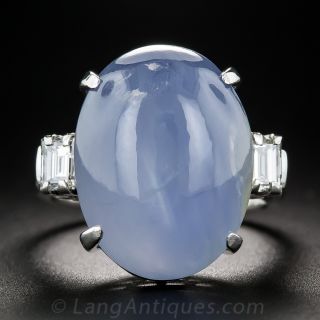 24.09 Carat Star Sapphire, Platinum and Diamond Ring