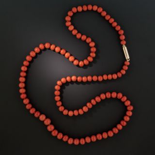 24 1/2 Inch Coral Bead Necklace - 2