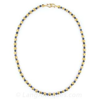 24 Karat Gold and Sapphire Bead Necklace by Ghuran
