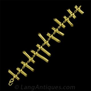 24k Yellow Gold Bamboo Bracelet Main View