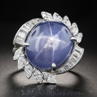 25.00 Carat Ceylon No Heat Star Sapphire and Diamond Ring - 2