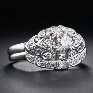 .25 Carat Platinum and Diamond Art Deco Wedding Set