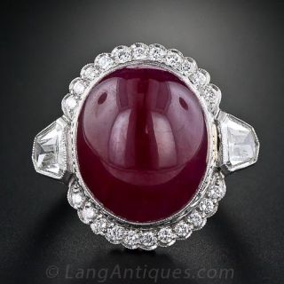 26 plus Carat Oval Cabochon Ruby and Diamond Ring - 1