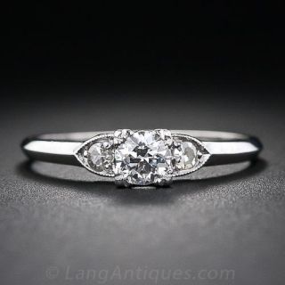 .27 Carat Diamond Petite Art Deco Platinum Engagement Ring
