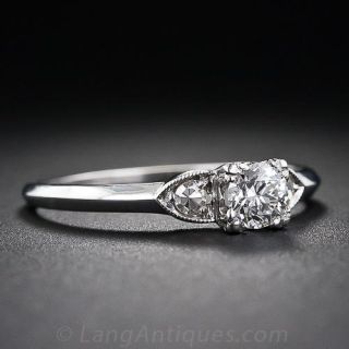 .27 Carat Diamond Petite Art Deco Platinum Engagement Ring