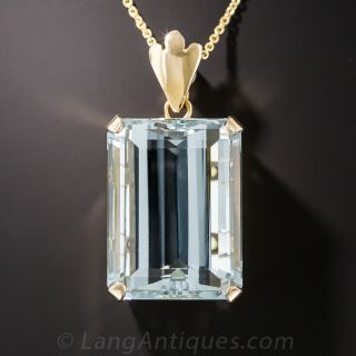27 Carat Mid-Century Aquamarine Pendant