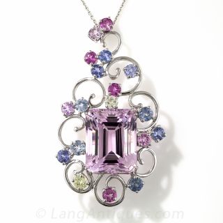28.10 Carat Kunzite and Multi-Color Sapphire Necklace 