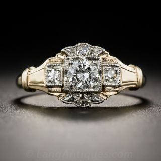.28 Carat Diamond Two-Tone Vintage Engagement Ring 