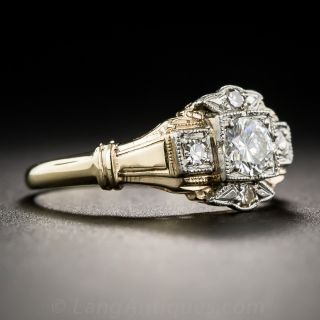 .28 Carat Diamond Two-Tone Vintage Engagement Ring 