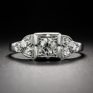 .28 Carat Platinum Diamond Art Deco Engagement Ring