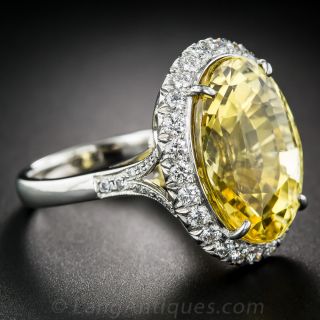 29.13 Carat Natural Yellow Ceylon Sapphire and Diamond Ring 